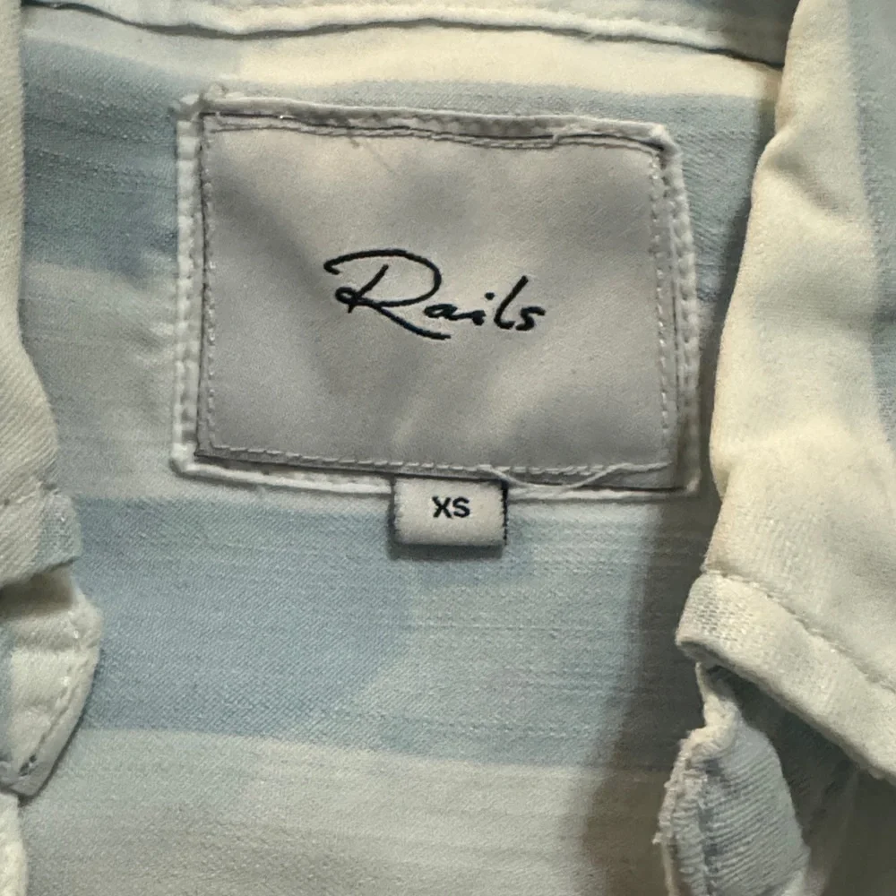 Rails Uni Light Blue and White Striped Lace-Up Blouse XS - Picture 6 of 9